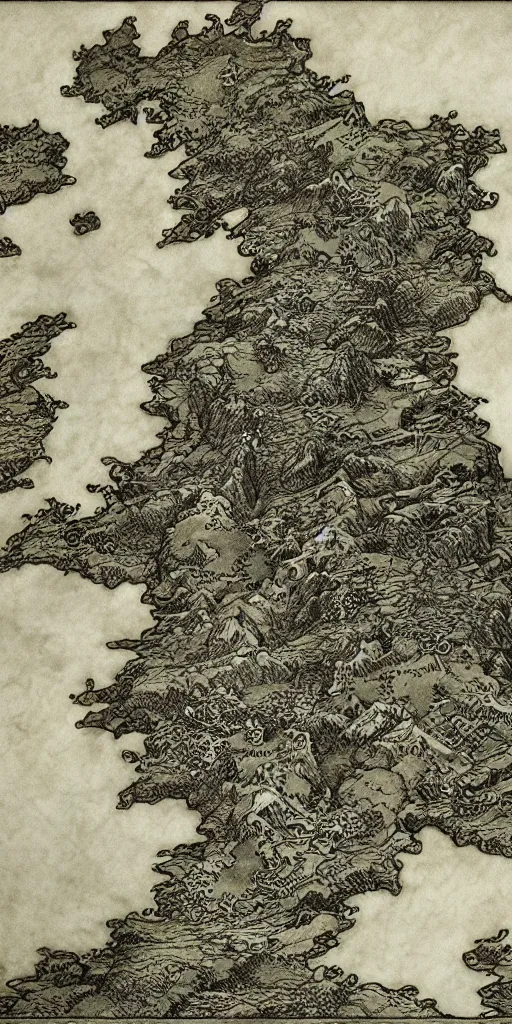 Image similar to fantasy map peninsula, ultra-detailed, by arthur rackham!, HD, D&D, 4k, 8k, high detail!, intricate