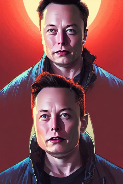 Image similar to elon musk as marty mcfly, realistic portrait, symmetrical, highly detailed, digital painting, artstation, concept art, smooth, sharp focus, illustration, cinematic lighting, art by artgerm and greg rutkowski and alphonse mucha