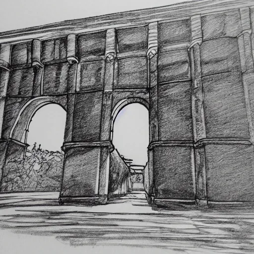 Prompt: aqueduct one line sketch