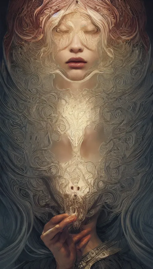 Image similar to silence, fame of thrones, lord of daggers, neon, fibonacci, sweat drops, intricate fashion clothing, insane, intricate, highly detailed, surrealistic, digital painting, artstation, concept art, smooth, sharp focus, illustration, Unreal Engine 5, 8K, art by artgerm and greg rutkowski and alphonse mucha