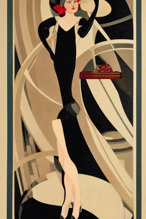 Image similar to a oil painting depicting a Jazz Age high society figure, 1920s style, smooth, highly detailed, high contrast, Coles Phillips, Dean Cornwell, JC Leyendecker, 8K