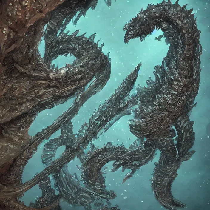 Image similar to underwater sea leviathan full body, d & d style, trending on artstation, intricate, highly detailed