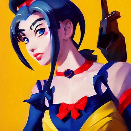 Image similar to greg manchess portrait painting of sailor moon as overwatch character, medium shot, asymmetrical, profile picture, organic painting, sunny day, matte painting, bold shapes, hard edges, street art, trending on artstation, by huang guangjian and gil elvgren and sachin teng