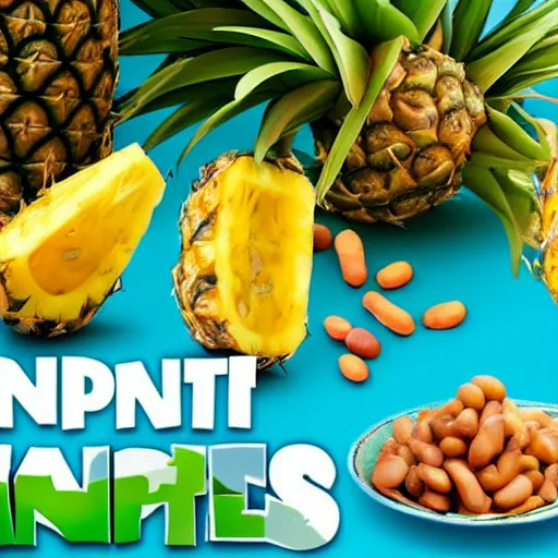 Prompt: beans inside of a pineapple, the bean - filled pineapple is playing the video game fortnite