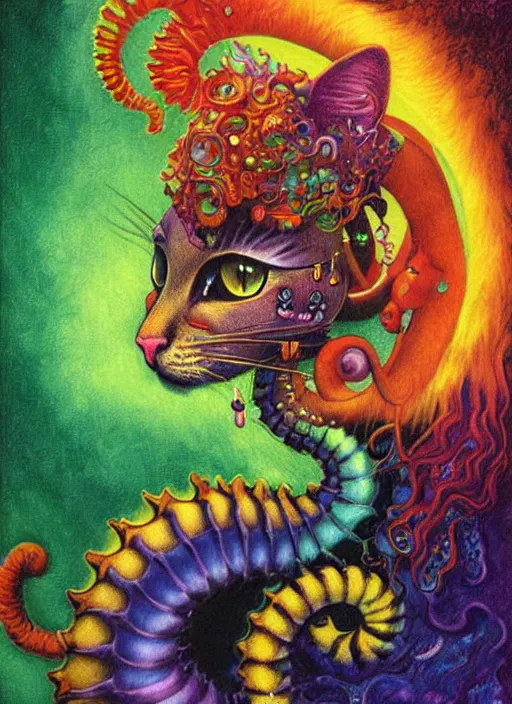 Prompt: cat seahorse fursona wearing headphones, autistic bisexual graphic designer, long haired attractive androgynous humanoid, coherent detailed character design, weirdcore voidpunk digital art by delphin enjolras, leonetto cappiello, louis wain, amy sol, umberto boccioni, furaffinity, cgsociety, trending on deviantart