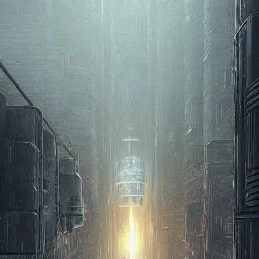 Image similar to highly detailed brutalist architecture city, star wars imperial style, while it's raining, stephen bliss, unreal engine, fantasy art by greg rutkowski, loish, rhads, ferdinand knab, makoto shinkai, ilya kuvshinov, rossdraws, global illumination, radiant light, detailed and intricate environment