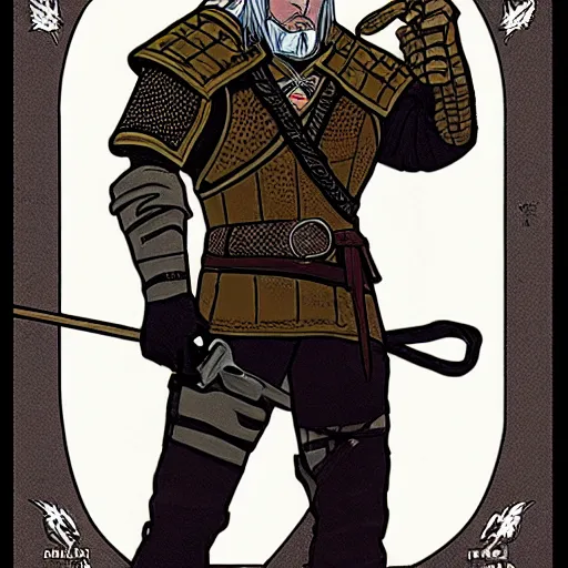 Image similar to Geralt form witcher by mucha