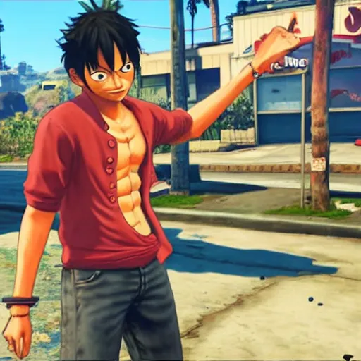 Prompt: Luffy in gta5