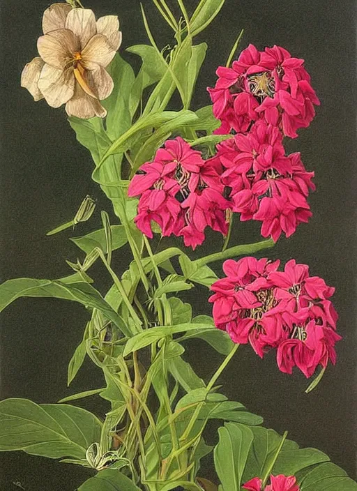 Image similar to beautiful mysterious plants and flowers ; botanical poster art by frederick edward hulme ; detailed painting