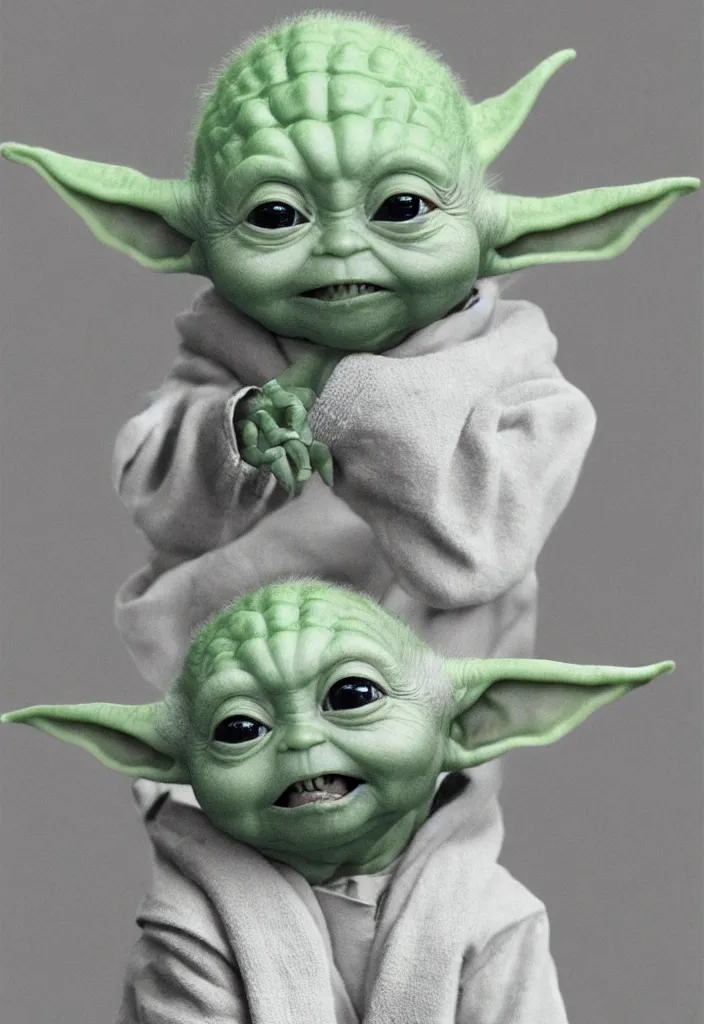 Image similar to a portrait of a baby yoda graphic design by palefroi, nanae kawahara, damien tran, risoprint, elements in a composition, white space, artstation, greyscale, artwork