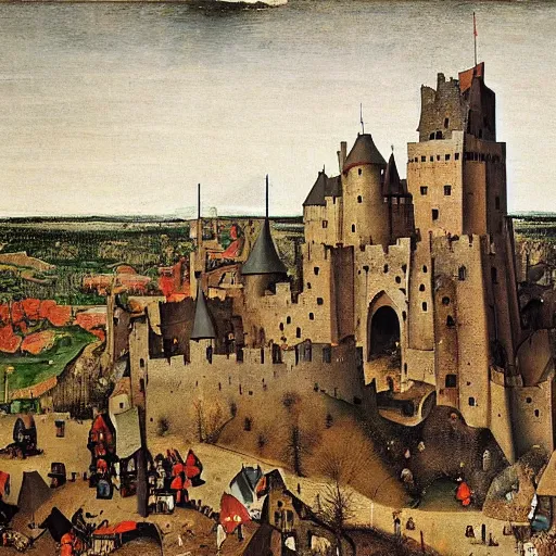 Image similar to A medieval castle by Pieter Bruegel
