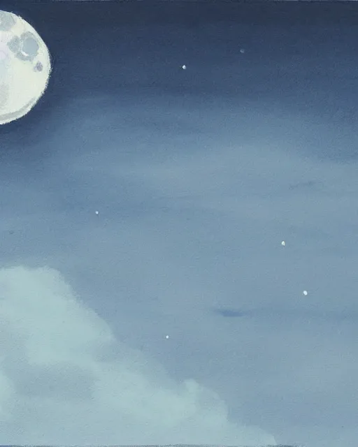 Image similar to painting of a large moon in the sky; the moon is read and has an open eye on it; there is a thin, long, blue cross-shaped star in the sky, anime, detailed, creepy, beautiful