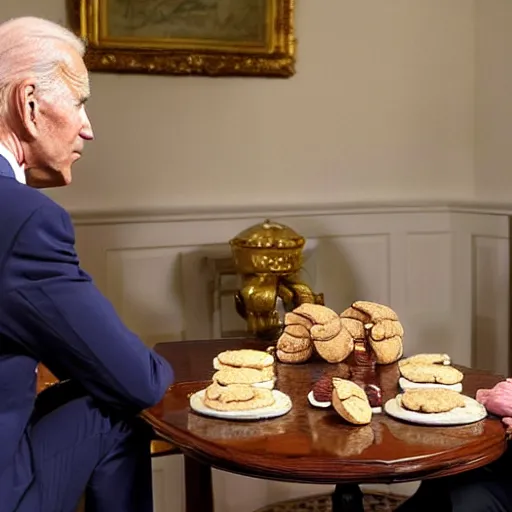 Image similar to joe biden argues with the cookie monster from sesame street