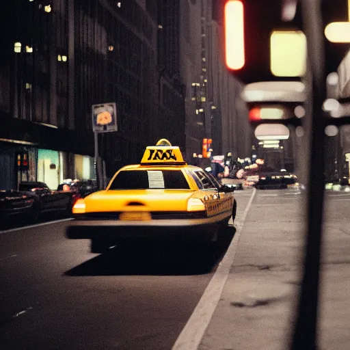 Prompt: a taxi driver in a cinematic shot of new york at 5 am, canon eos c 3 0 0, ƒ 1. 8, 3 5 mm, 8 k, medium - format print, inspired by roger deakins cinematography