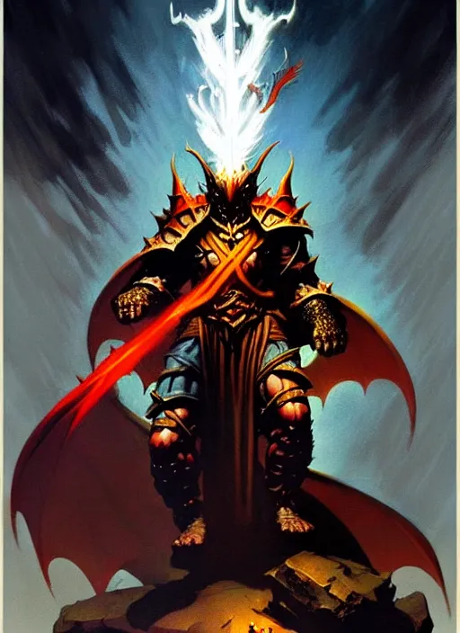 Image similar to Dragon Pope by Frank Frazetta. HQ. Trending on Artstation. Dramatic lighting