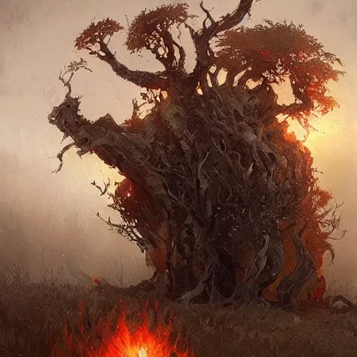 Prompt: “the burning bush, fantasy concept art by Greg Rutkowski and J. Dickenson”