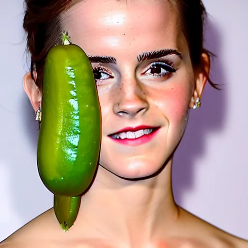 Prompt: emma watson looks like a pickle!!!!!, highly detailed, cinematic, extremely high quality, hd, 4 k, 8 k, professional photographer, 4 0 mp, lifelike, top - rated, award winning, realistic, detailed lighting, detailed shadows, sharp, no blur, edited, corrected, trending