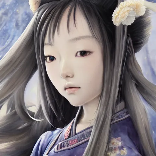 Image similar to dynamic composition, motion, ultra-detailed, amazing details, colorful and grayish palette, HD semirealistic anime CG concept art digital painting, watercolor oil painting of a Japanese schoolgirl, by a Chinese artist at ArtStation, by Huang Guangjian, Fenghua Zhong, Ruan Jia, Xin Jin and Wei Chang. Realistic artwork of a Chinese videogame, gradients, gentle an harmonic grayish colors.