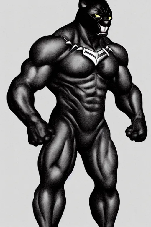 Image similar to anthropomorphic muscled black panther warrior, Artstation