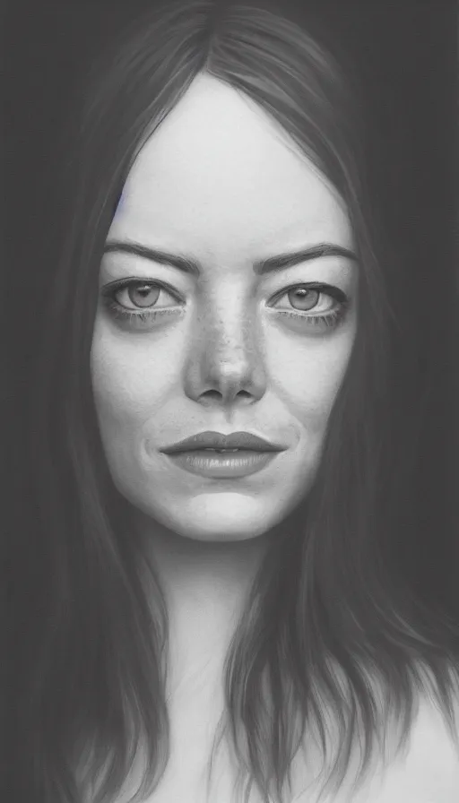 Image similar to cinematic portrait of emma stone, intricate, elegant, by alyssa monks, highly detailed, symmetrical face, fine details, masterpiece, trending on artstation