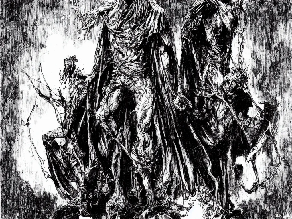 Image similar to gothic plague god made by bernie wrightson