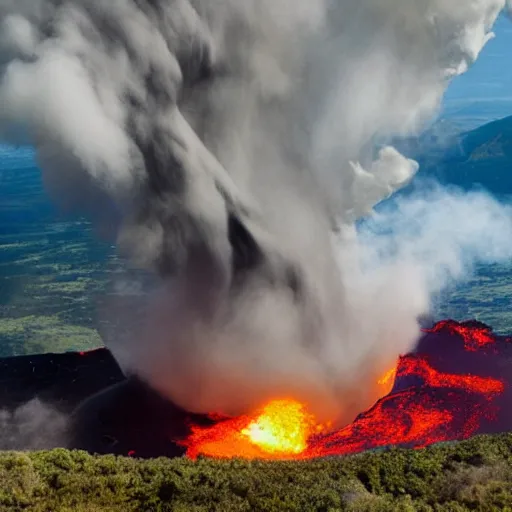 Image similar to photograph of a plane crashing into a Volcano