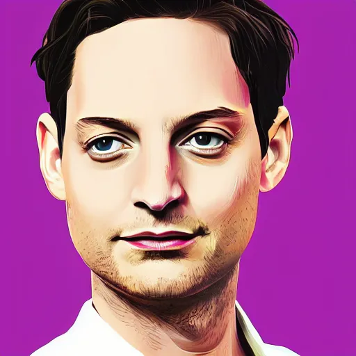 Image similar to portrait of tobey maguire, highly detailed, centered, solid color background, digital painting