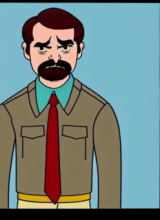 Image similar to still of jim hopper from stranger things : the animated series, cartoon screen capture ( 1 9 8 8 )