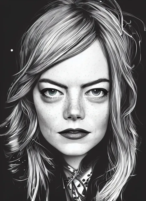 Prompt: portrait of emma stone an ultrafine detailed illustration by james jean, intricate linework, bright colors, final fantasy, behance contest winner, vanitas, angular, altermodern, unreal engine 5 highly rendered, global illumination, radiant light, detailed and intricate environment