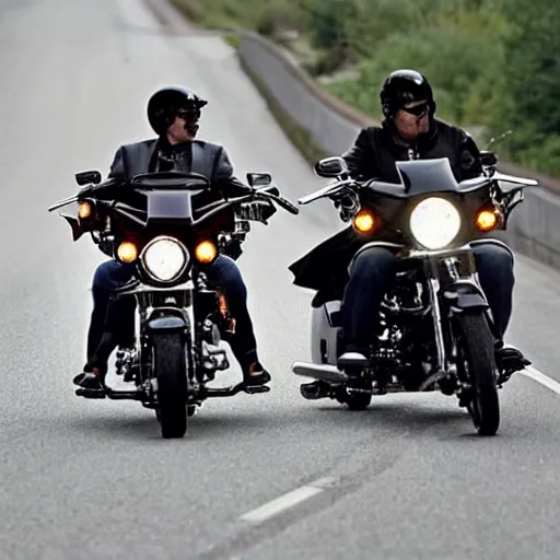 Prompt: cats on Harley Davidsons on the highway, cinematic masterpiece, beautiful lighting