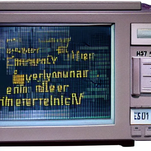 Image similar to emergency nuclear bomb warning broadcast on a crt tv, 8 0 mm