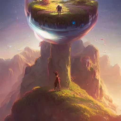 Image similar to a portrait of an imaginary reality Overlapping spherically in the real world like a holographic image by Jordan Grimmer, Ross Tran