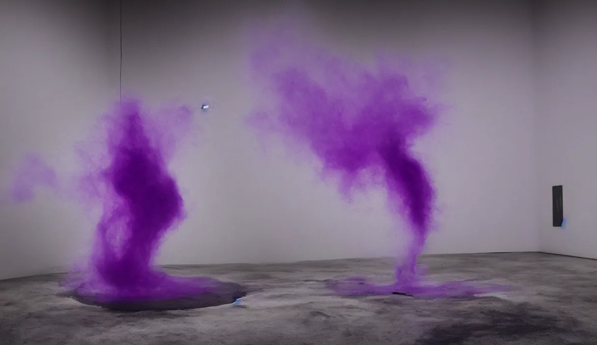 Image similar to artwork by pierre huyghe and paul thek with wax melting, purple smoke, sigma, 8 k, 3 5 mm, f / 3 2