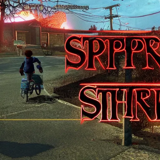 Prompt: Open-world PS1 Stranger a Things video game