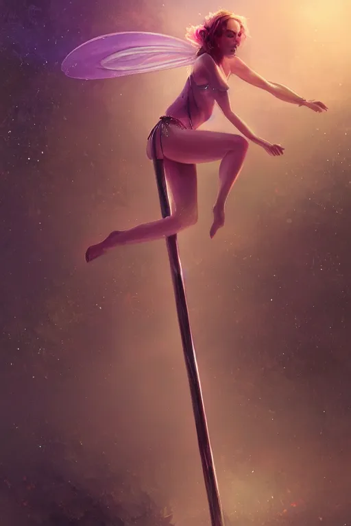 Image similar to A beautiful pole dancing fairie, cinematic lighting, soft bokeh, fantasy, modern, colourful, highly detailed, digital painting, artstation, deviantart, concept art, sharp focus, illustration