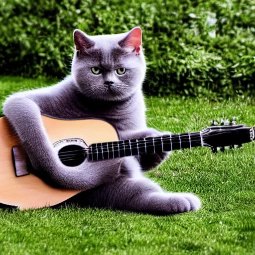 Image similar to british shorthair cat playing the guitar