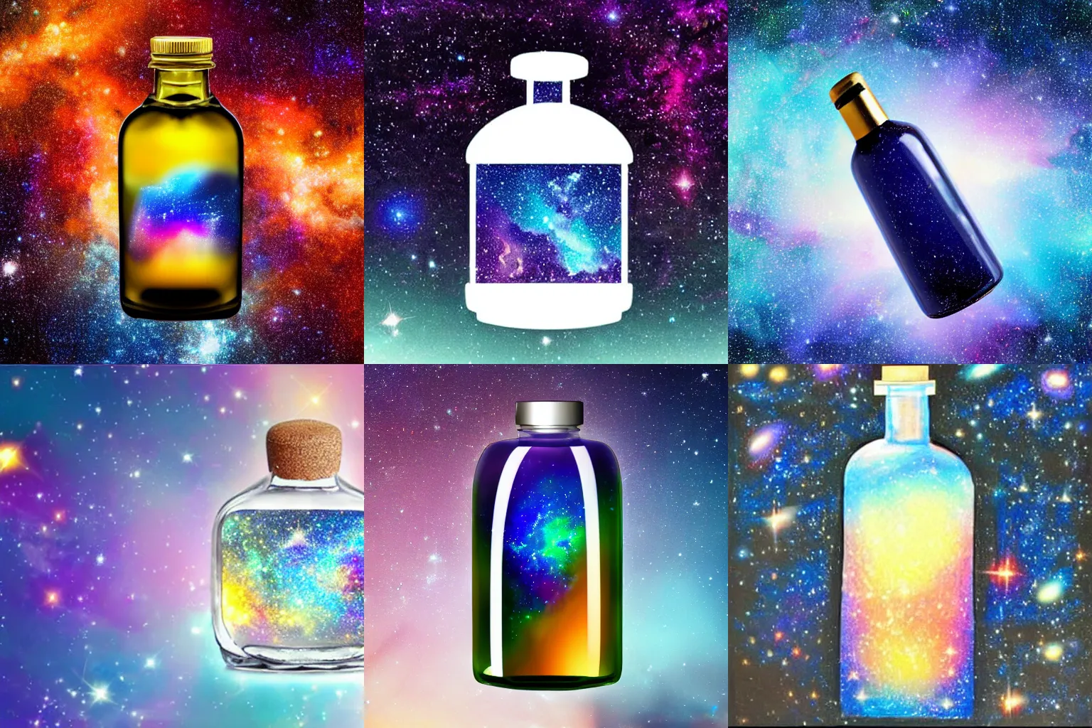 Prompt: Galaxy in a bottle