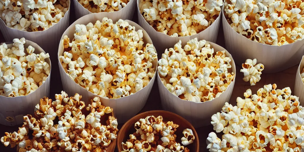 Prompt: All the popcorn in the world in one place