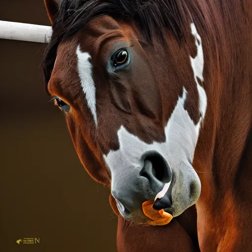 Prompt: a hybrid between a horse and a bull, photography, award - winning, national geographic channel, discovery channel, 8 k