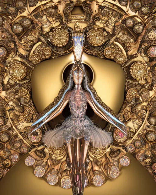 Image similar to a highly detailed metahuman 4 k close up render of a nataraja bella hadid monument renaissance in iris van herpen dress schiaparelli in diamonds crystals swarovski and jewelry iridescent in style of alphonse mucha gustav klimt trending on artstation made in unreal engine 4