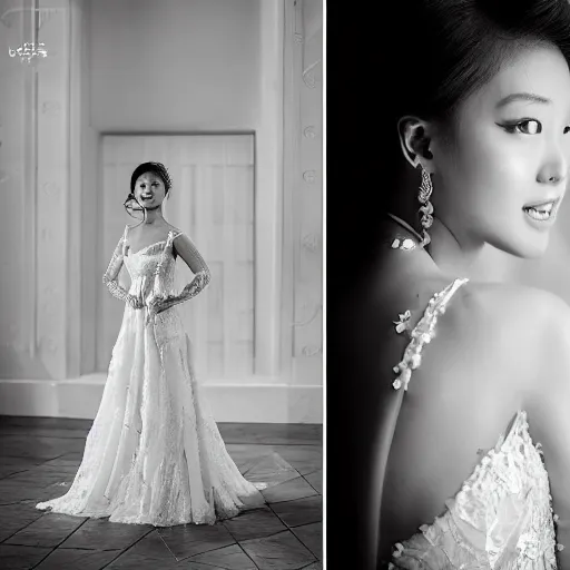 Prompt: justin sun in beautiful wedding dress, professional wedding photography