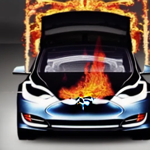 Image similar to uguu uwu tesla fire