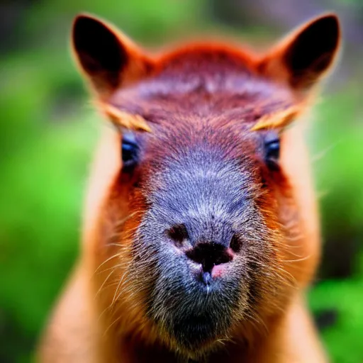 Prompt: A nature photograph of a Capybara, fisheye lens, 4k