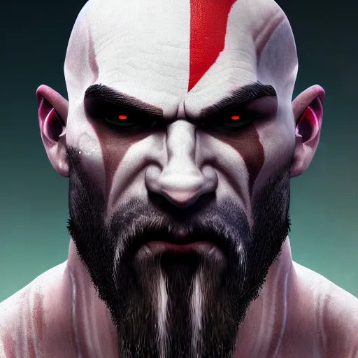 Image similar to portrait from kratos from god of war, retrowave, trending on artstation