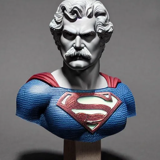 Prompt: A bust of Superman sculpted in the style of The adventures of mark twain