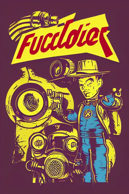 Image similar to fallout 7 6 retro futurist illustration art by butcher billy, sticker, colorful, illustration, highly detailed, simple, smooth and clean vector curves, no jagged lines, vector art, smooth andy warhol style