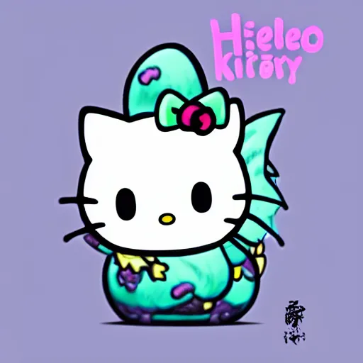 Prompt: a hello kitty dragon, concept art, well detailed, illustration, digital art, trending on artstation