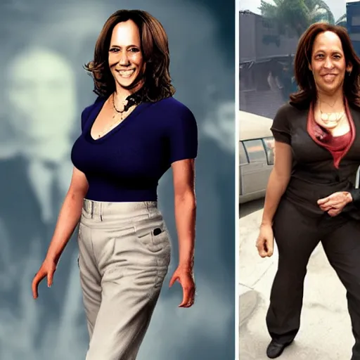 Image similar to kamala harris lara croft hott