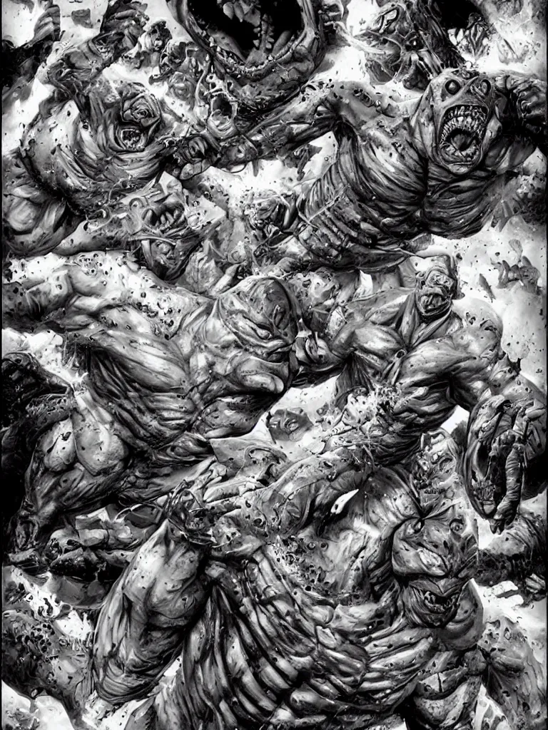 Image similar to giant street sharks powering up by lee bermejo