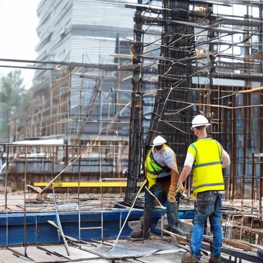 Image similar to construction workers working on a square portal